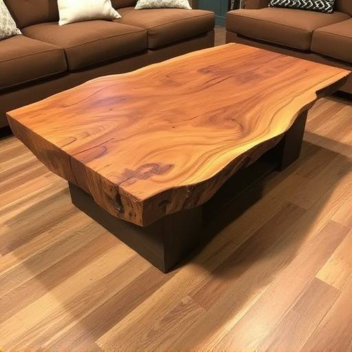 Image of the bestselling live edge coffee table, showing the natural edge of the wood