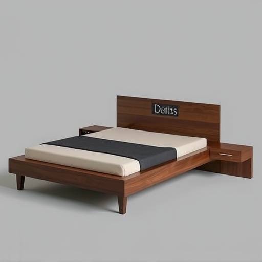 Platform bed with a low profile and a dark walnut finish
