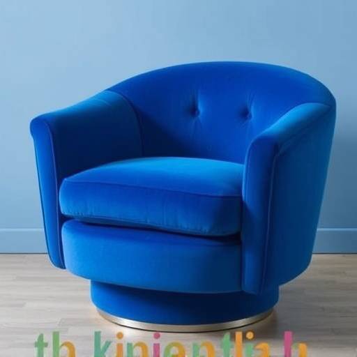 Swivel armchair in a vibrant blue velvet